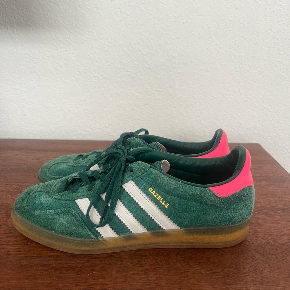 Adidas Gazelle Green and Pink Sneakers